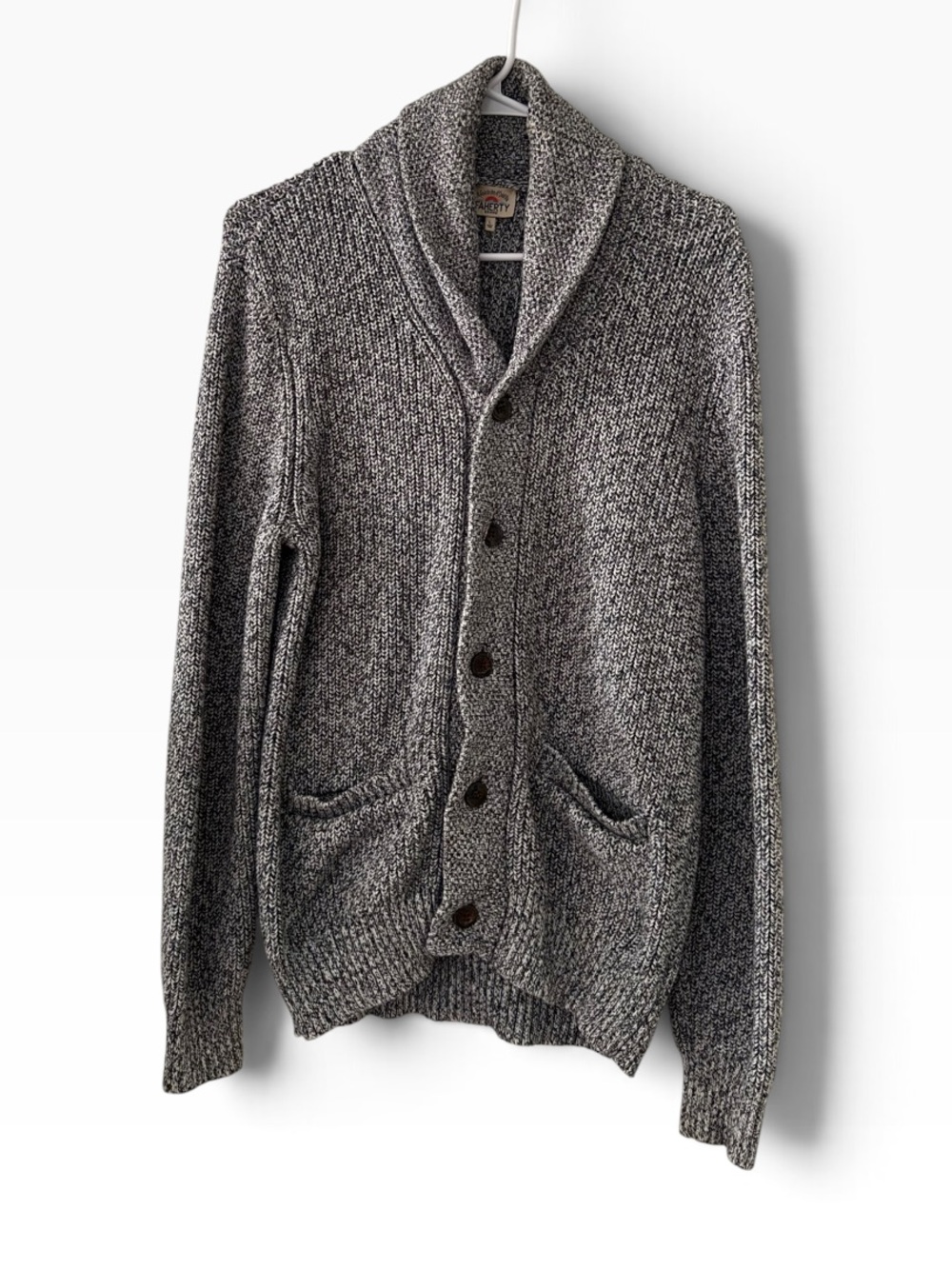 Faherty Gray Marled Shawl Collar Cotton and Cashmere Button Down Cardigan